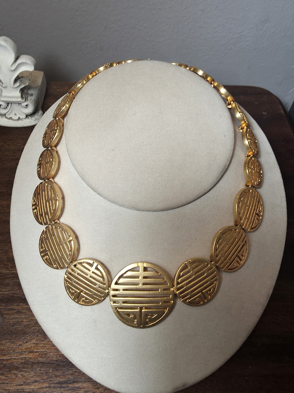 Gold Circular Link Statement Necklace